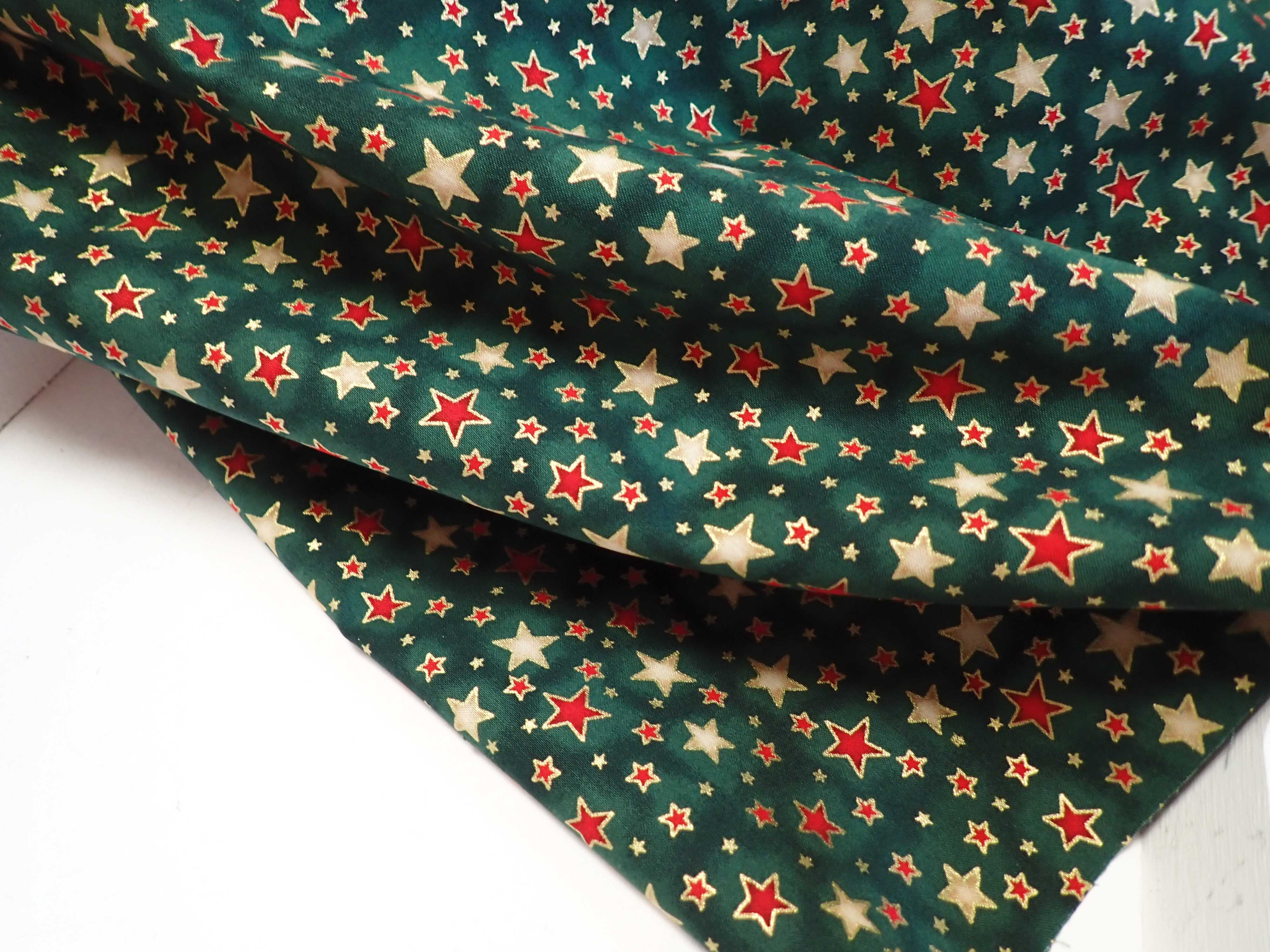 LÁTKA - VÁNOČNÍ - ZELENÁ + HVĚZDIČKY