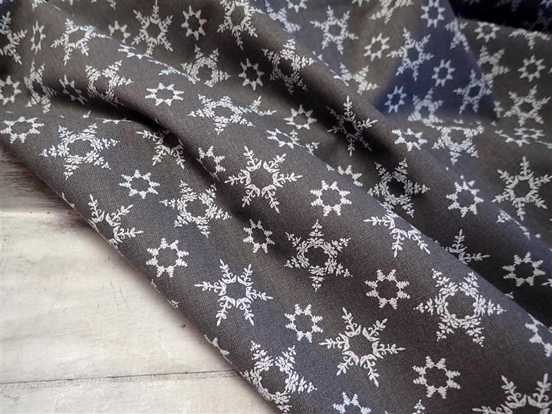 LÁTKA - VÁNOČNÍ - BÍLÁ + ŠEDÉ VLOČKY