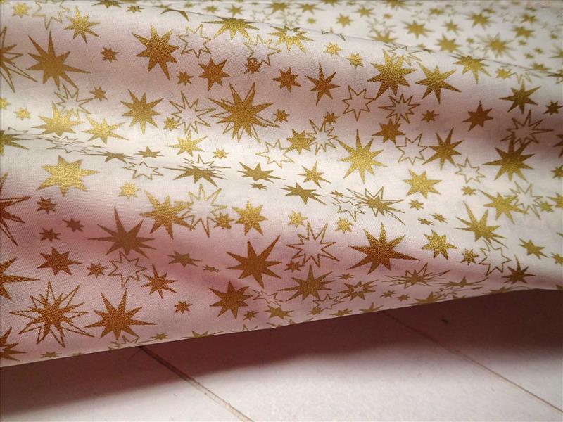 LÁTKA - VÁNOČNÍ - SMETANOVÁ + ZLATÉ HVĚZDIČKY