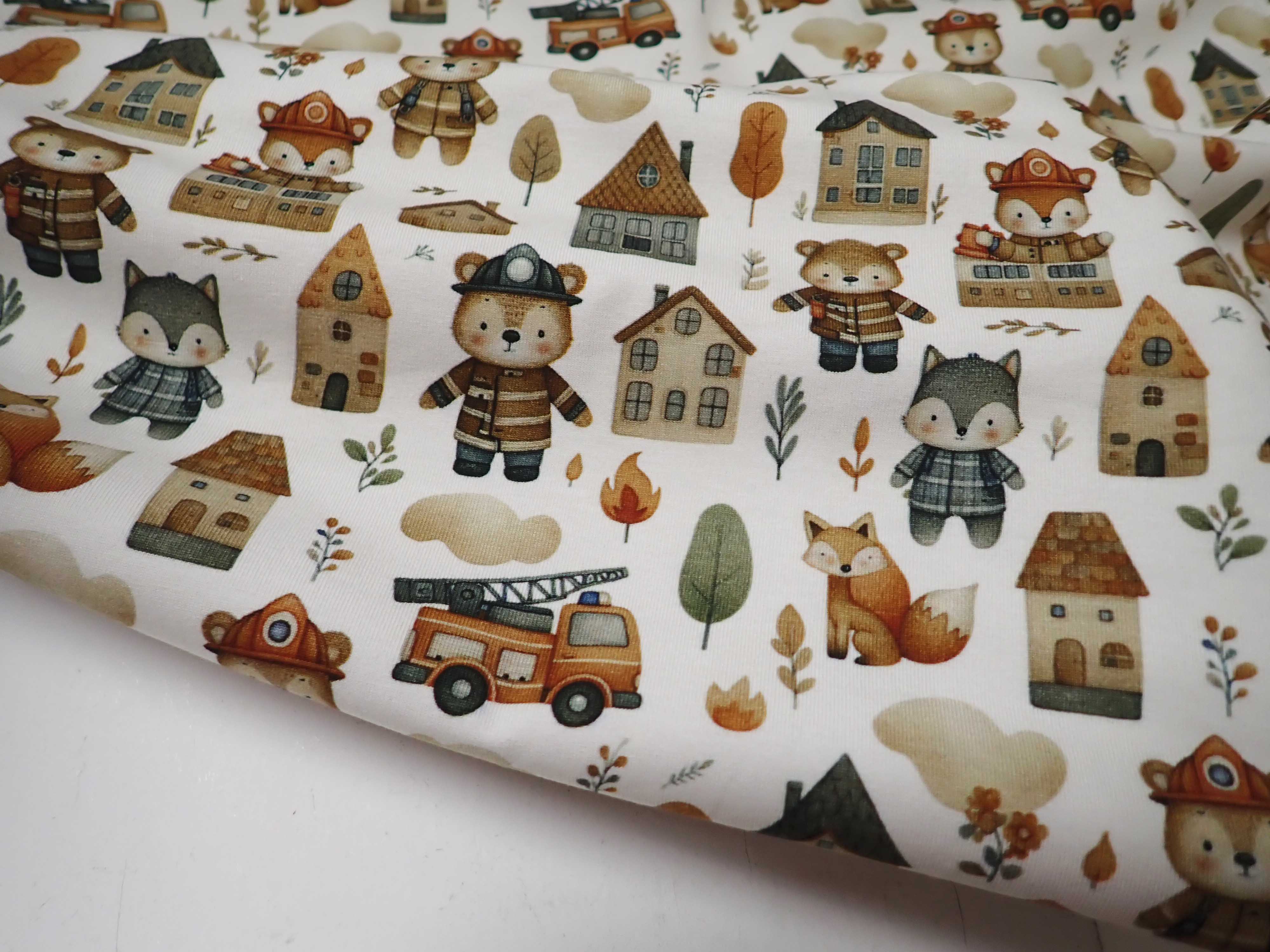 PLETENINA - JERSEY - FOTOTISK - HASIČI + DOMEČKY