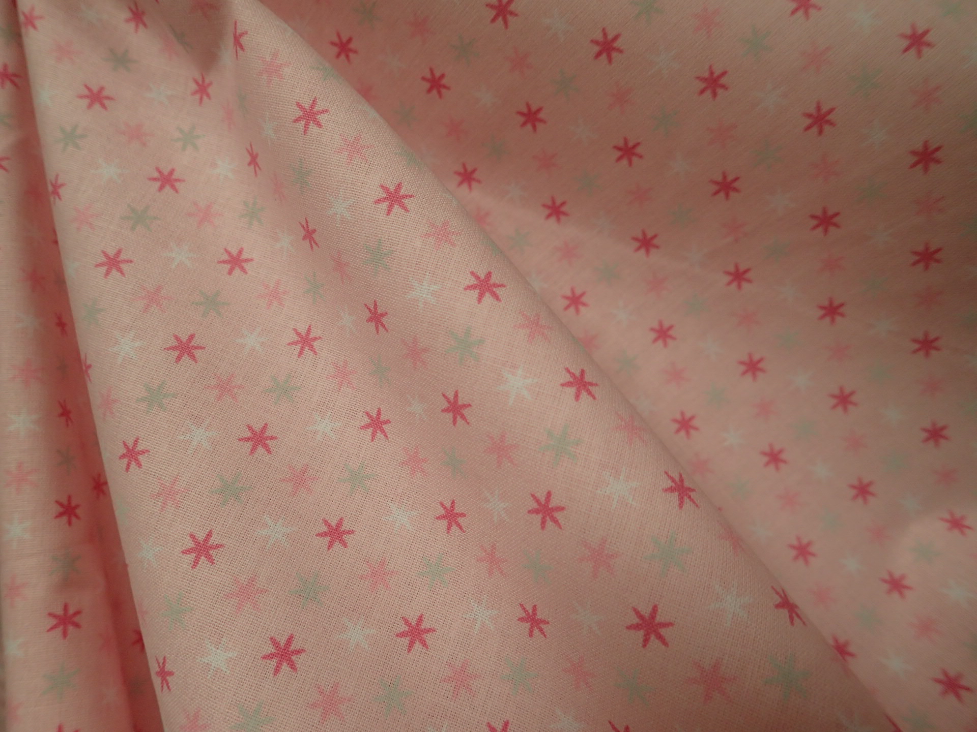 LÁTKA - SVĚTLE RŮŽOVÁ + RŮŽOVÉ + ŠEDÉ HVĚZDIČKY