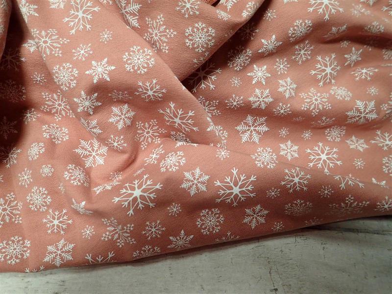 TEPLÁKOVINA - STARORŮŽOVÁ + BÍLÉ VLOČKY