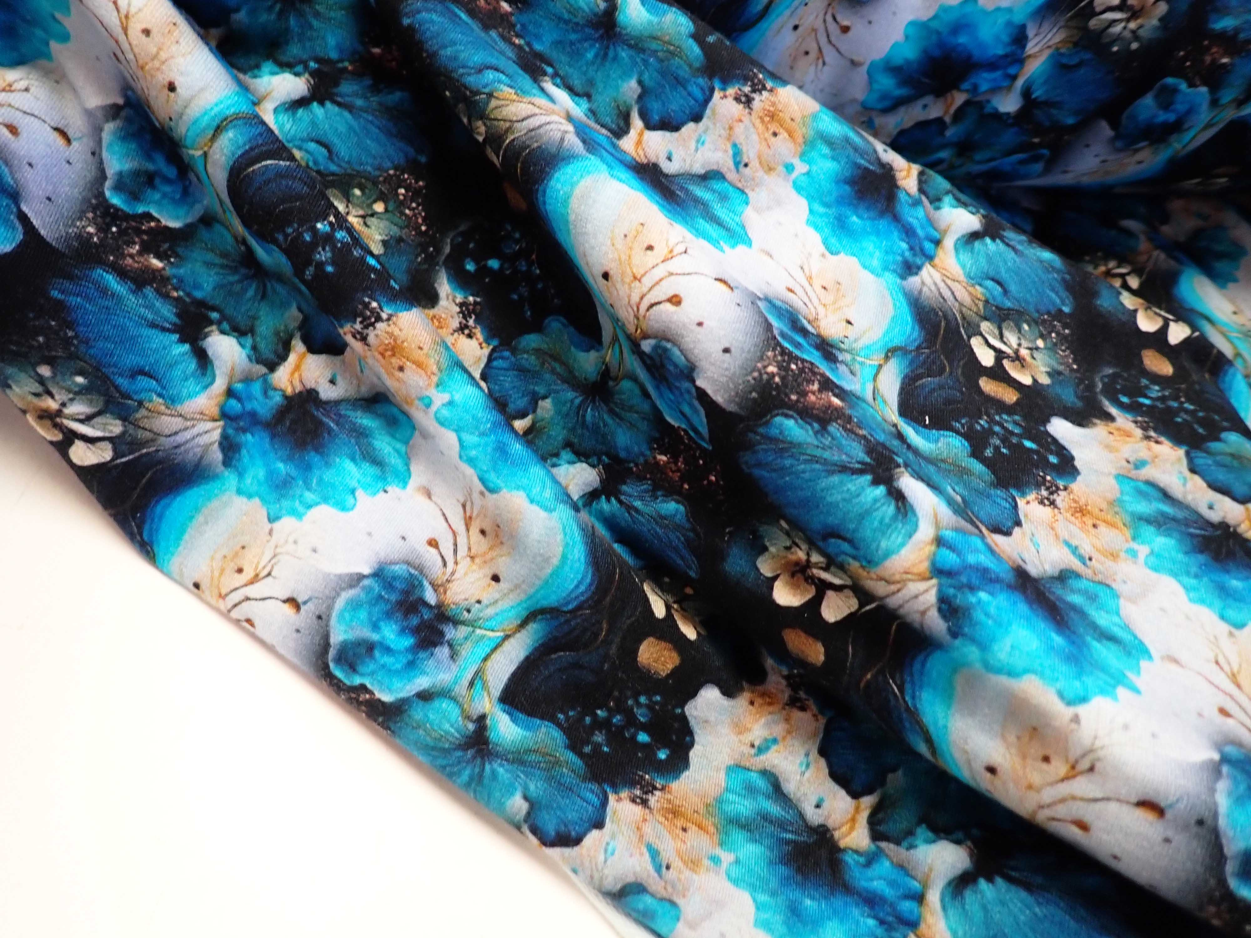 PLETENINA - JERSEY - FOTOTISK - KVĚTY