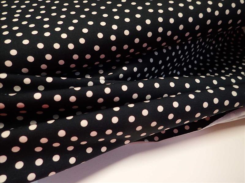 PLETENINA - JERSEY - ČERNÁ + BÍLÉ PUNTÍKY