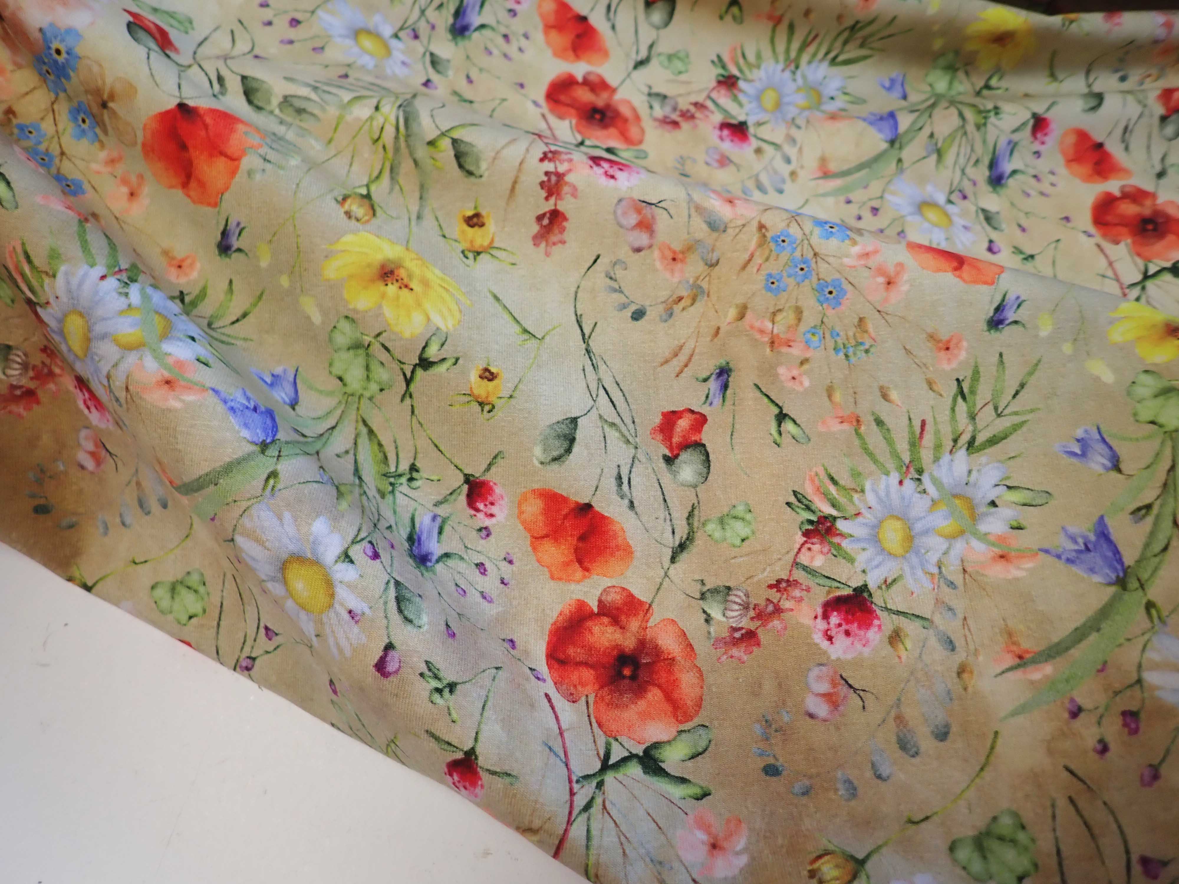 PLETENINA - JERSEY - FOTOTISK - ROZKVETLÁ LOUKA