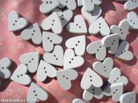 knoflík - bílý - srdíčko