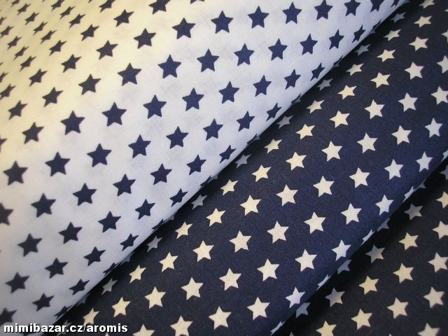 LÁTKA - TM. MODRÁ + BÍLÉ HVĚZDIČKY