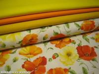 LÁTKA - JEDNOBAREVNÁ - BAVLNA - TMAVĚ ŽLUTÁ