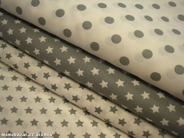 LÁTKA -  BÍLÁ - ŠEDÉ  HVĚZDIČKY